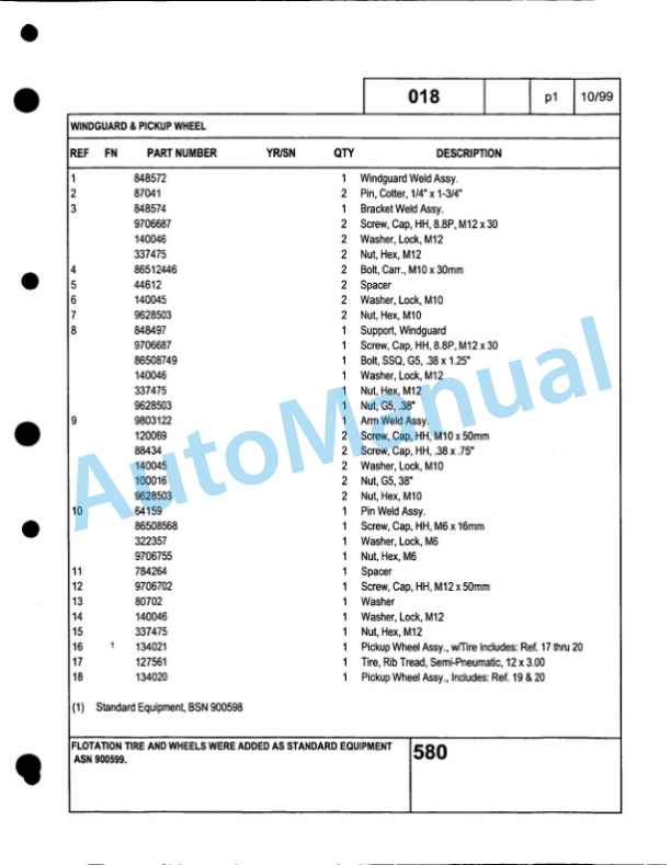Ford New Holland 580 Baler Service Parts Catalogue 86604655 3 Ford New Holland 580 Baler Service Parts Catalogue 86604655-3