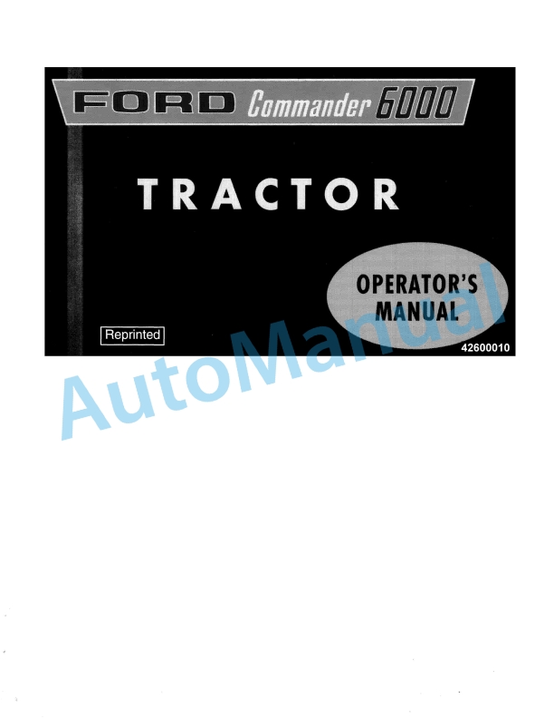 Ford New Holland 6000 Commander Tractor Operation and Maintenance Manual 42600010