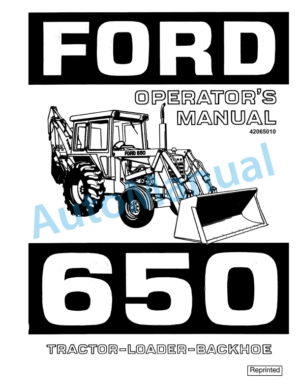 Ford New Holland 650 Tractor Loader Backhoe Operation and Maintenance Manual 42065010