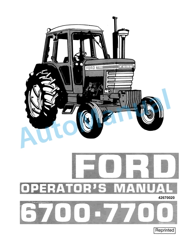Ford New Holland 6700, 7700 Tractor Operation and Maintenance Manual 42670020