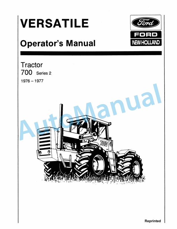Ford New Holland 700 Series 2 Tractor Operation and Maintenance Manual 42070011