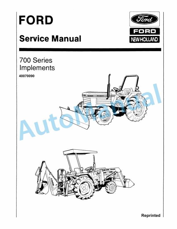 Ford New Holland 700 Series Implement Service Manual 40070090