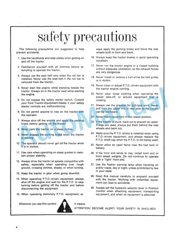 Ford New Holland 7000 Row Crop Supplement Operation and Maintenance Manual 42720010 2 Ford New Holland 7000 Row Crop Supplement Operation and Maintenance Manual 42720010-2