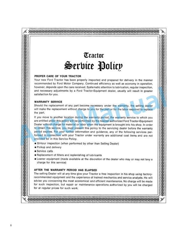 Ford New Holland 7000 Tractor Operation and Maintenance Manual 42700010 3 Ford New Holland 7000 Tractor Operation and Maintenance Manual 42700010 - Image 3