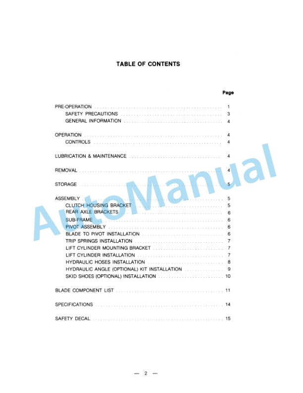 Ford New Holland 702A Series Front Blade Operation and Maintenance Manual 42070213 2 Ford New Holland 702A Series Front Blade Operation and Maintenance Manual 42070213-2