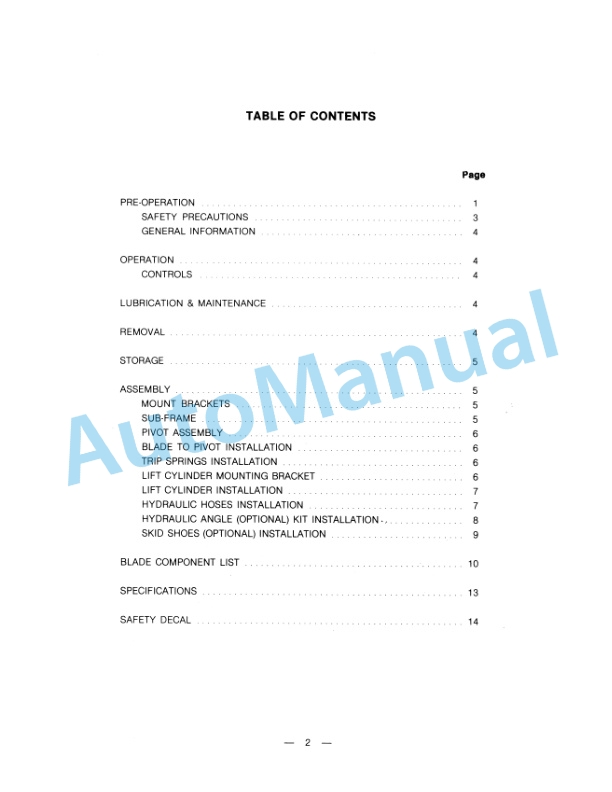 Ford New Holland 702A Series Front Blade Operation and Maintenance Manual 42070214 2 Ford New Holland 702A Series Front Blade Operation and Maintenance Manual 42070214-2