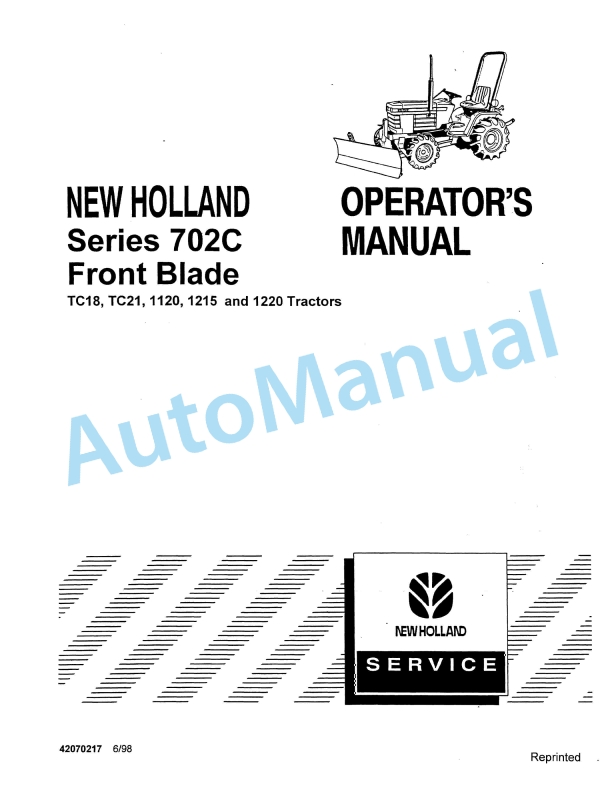 Ford New Holland 702C Series Front Blade Operation and Maintenance Manual 42070217