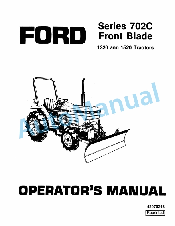 Ford New Holland 702C Series Front Blade Operation and Maintenance Manual 42070218