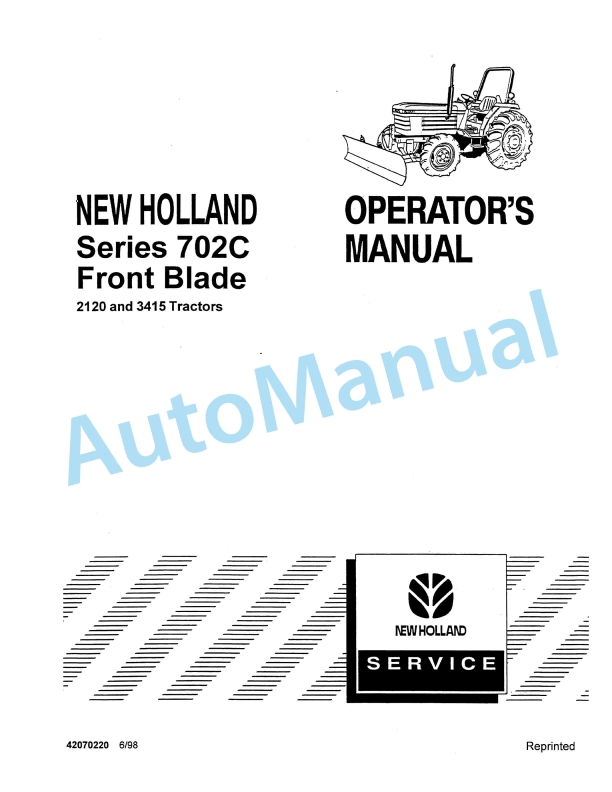 Ford New Holland 702C Series Front Blade Operation and Maintenance Manual 42070220