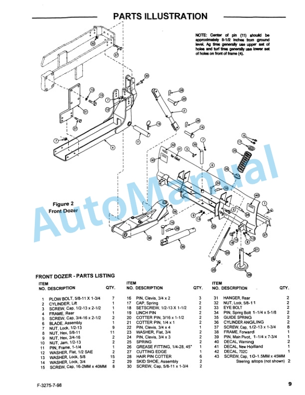 Ford New Holland 702C Series Front Blade Operation and Maintenance Manual 42070221 5 Ford New Holland 702C Series Front Blade Operation and Maintenance Manual 42070221-5