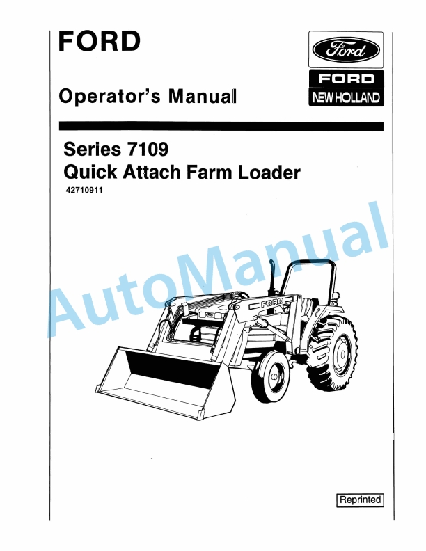 Ford New Holland 7109 Series Quick Attach Farm Loader Operation and Maintenance Manual 42710911