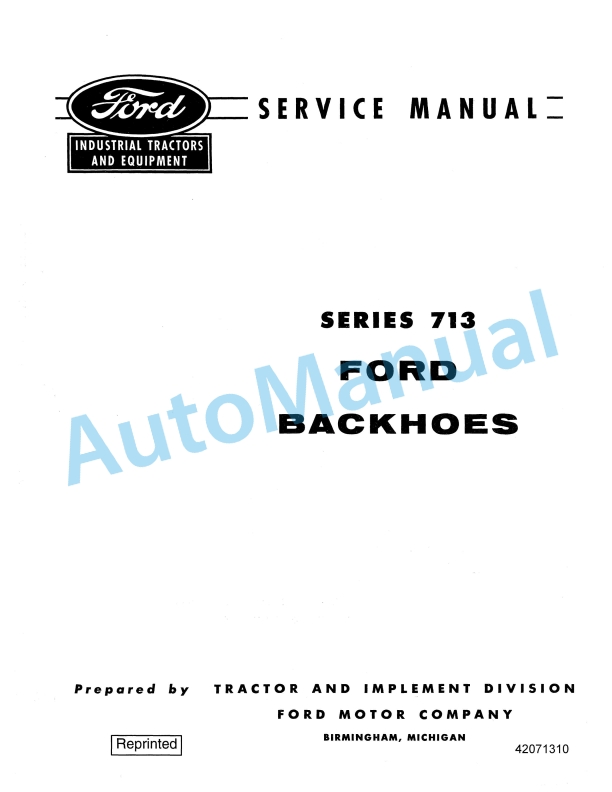 Ford New Holland 713 Series Backhoe Service Manual 42071310