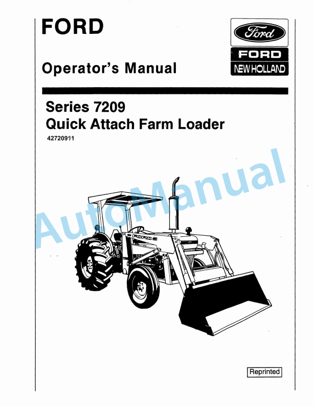 Ford New Holland 7209 Series Quick Attach Farm Loader Operation and Maintenance Manual 42720911
