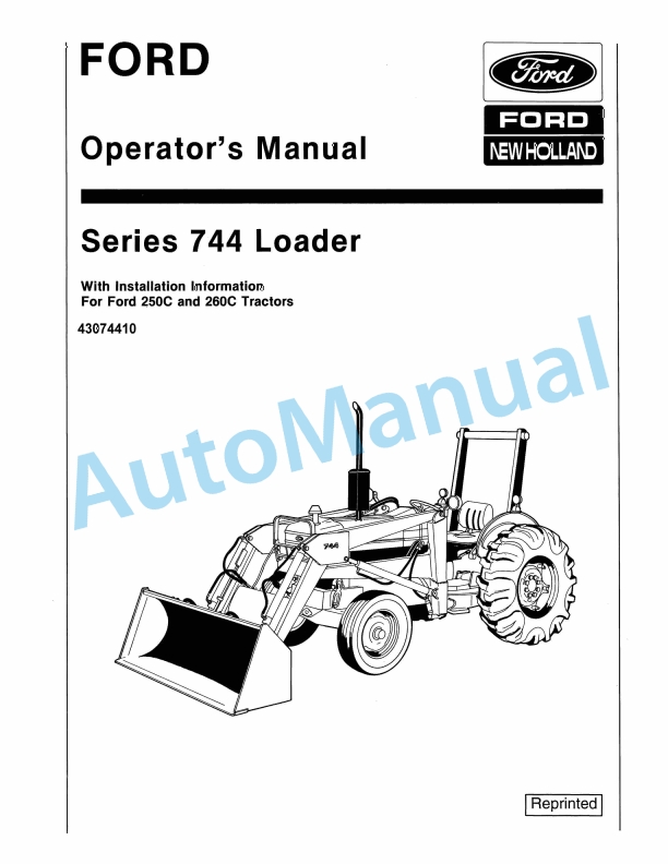 Ford New Holland 744 Series Loader Operation and Maintenance Manual 43074410
