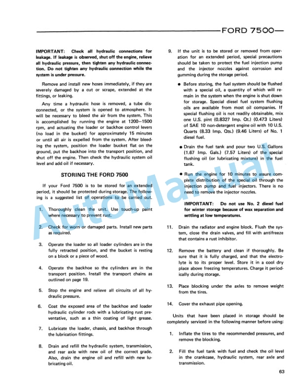 Ford New Holland 7500 Tractor Loader Backhoe Operation and Maintenance Manual 42750010 5 Ford New Holland 7500 Tractor Loader Backhoe Operation and Maintenance Manual 42750010-5