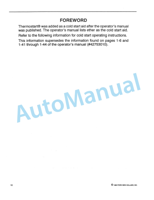 Ford New Holland 7530 Supplement High Clearance Tractor Operation and Maintenance Manual 42753011 2 Ford New Holland 7530 Supplement High Clearance Tractor Operation and Maintenance Manual 42753011-2