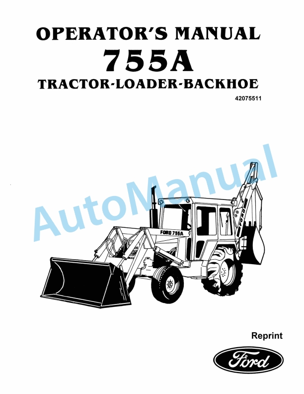 Ford New Holland 755A Tractor Loader Backhoe Operation and Maintenance Manual 42075511