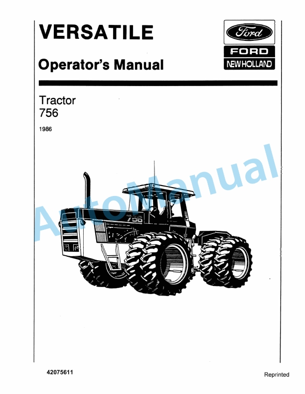 Ford New Holland 756 Tractor Operation and Maintenance Manual 42075611