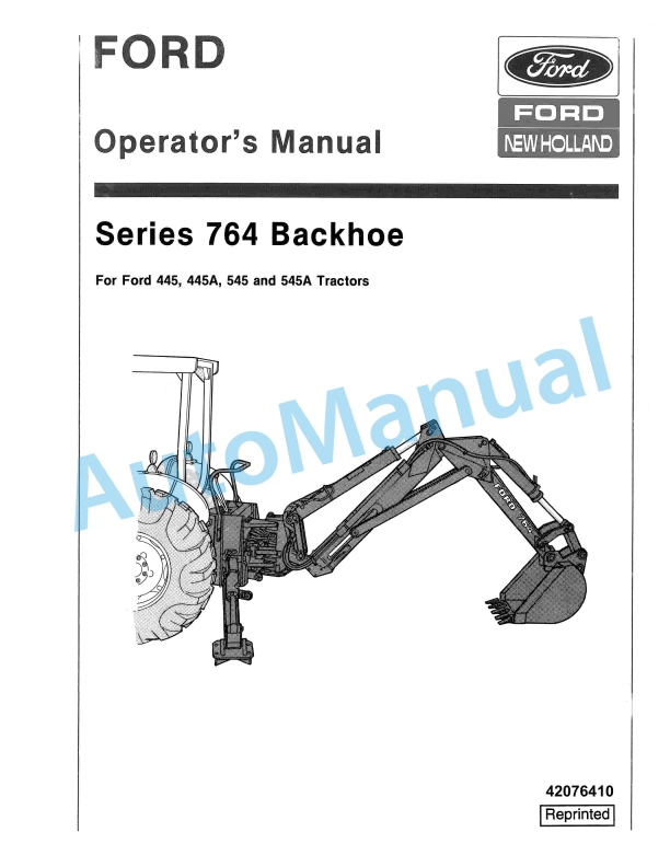 Ford New Holland 764 Series Backhoe Operation and Maintenance Manual 42076410