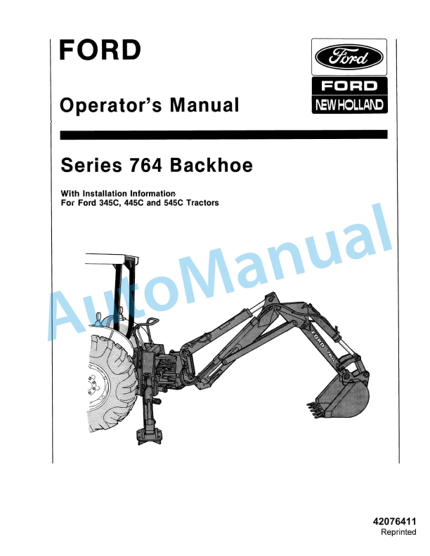 Ford New Holland 764 Series Backhoe Operation and Maintenance Manual 42076411