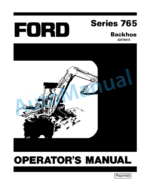 Ford New Holland 765 Series Backhoe Operation and Maintenance Manual 42076510
