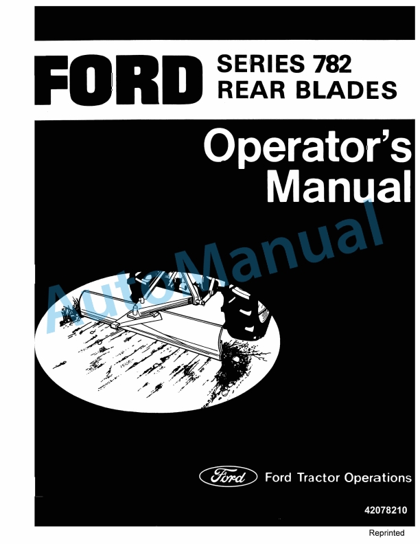 Ford New Holland 782 Series Rear Blade Operation and Maintenance Manual 42078210