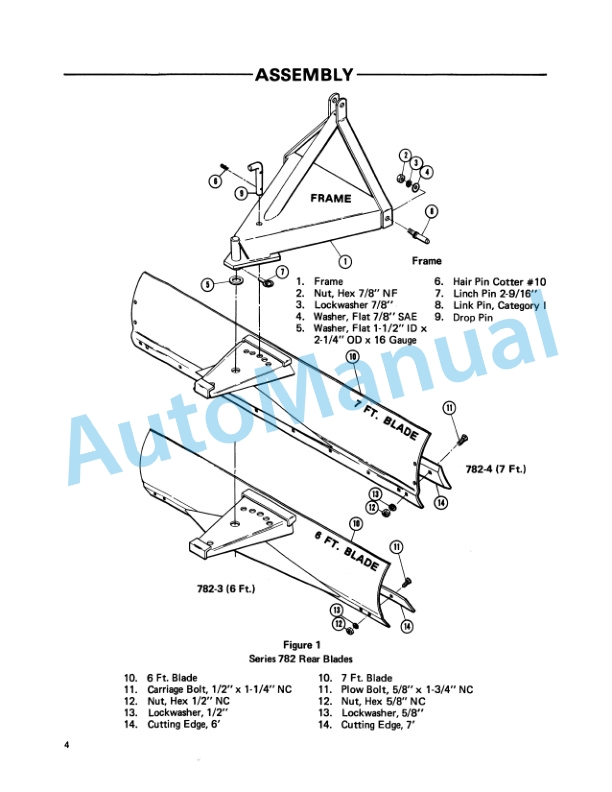 Ford New Holland 782 Series Rear Blade Operation and Maintenance Manual 42078210 4 Ford New Holland 782 Series Rear Blade Operation and Maintenance Manual 42078210-4