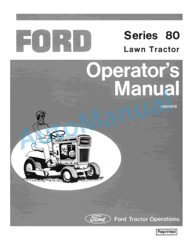 Ford New Holland 80 Series Lawn Tractor Operation and Maintenance Manual 42008010
