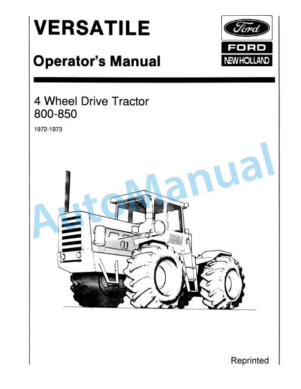 Ford New Holland 800, 850 4WD Tractor Operation and Maintenance Manual 42080020