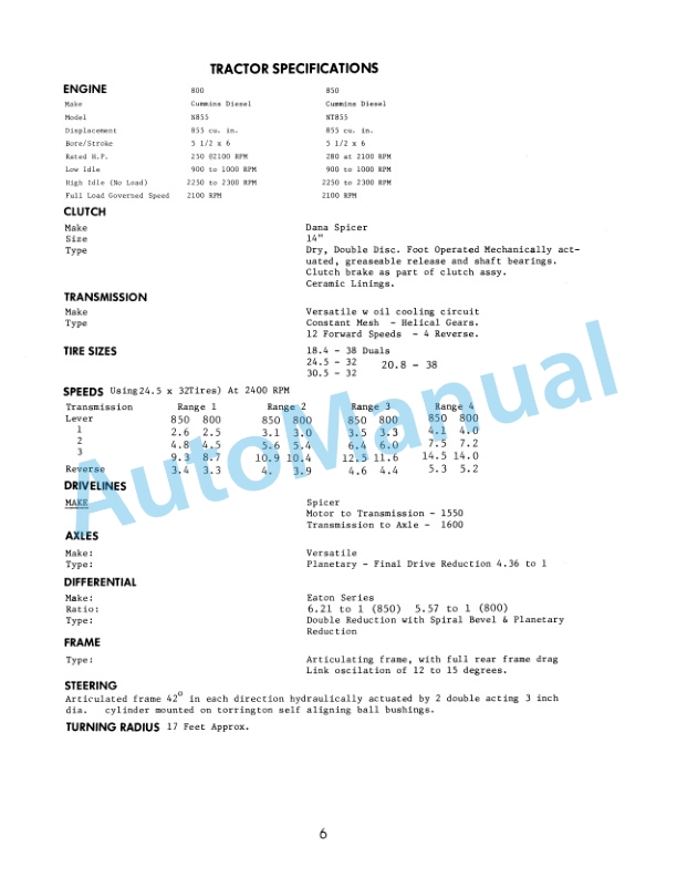 Ford New Holland 800, 850 4WD Tractor Operation and Maintenance Manual 42080020 2 Ford New Holland 800, 850 4WD Tractor Operation and Maintenance Manual 42080020-2