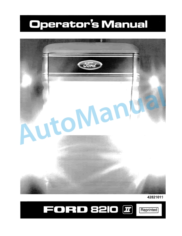 Ford New Holland 8210 Series II Tractor Operation and Maintenance Manual 42821011