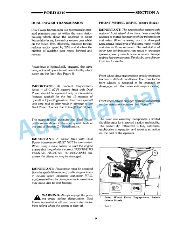 Ford New Holland 8210 Series II Tractor Operation and Maintenance Manual 42821011 2 Ford New Holland 8210 Series II Tractor Operation and Maintenance Manual 42821011-2