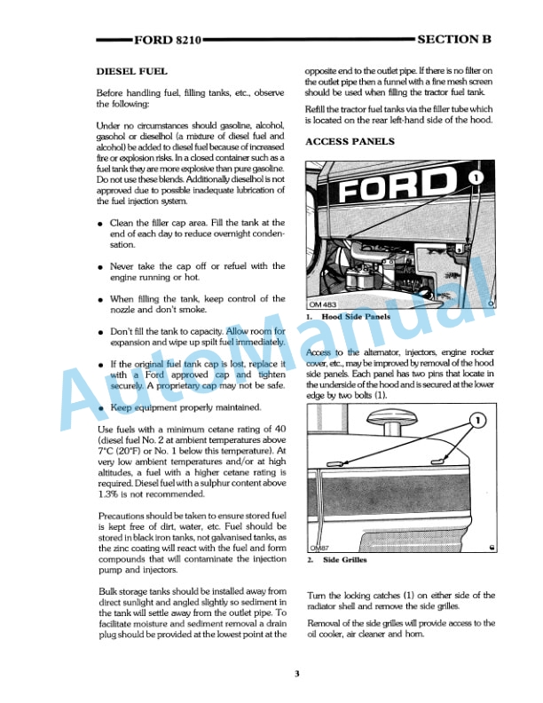 Ford New Holland 8210 Series II Tractor Operation and Maintenance Manual 42821011 4 Ford New Holland 8210 Series II Tractor Operation and Maintenance Manual 42821011-4