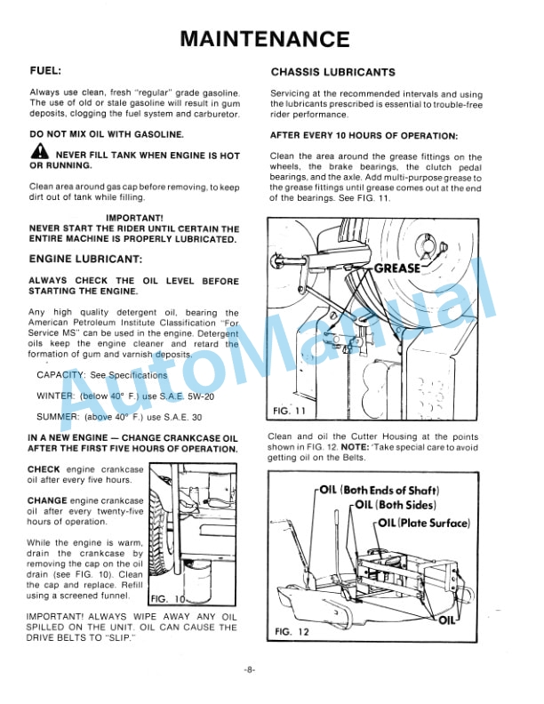 Ford New Holland 830, 1130 Rider Mower Tractor Operation and Maintenance Manual 42083020 3 Ford New Holland 830, 1130 Rider Mower Tractor Operation and Maintenance Manual 42083020-3