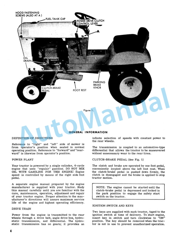 Alternative view of Ford New Holland 85 Series Lawn Tractor Operation and Maintenance Manual 42008510