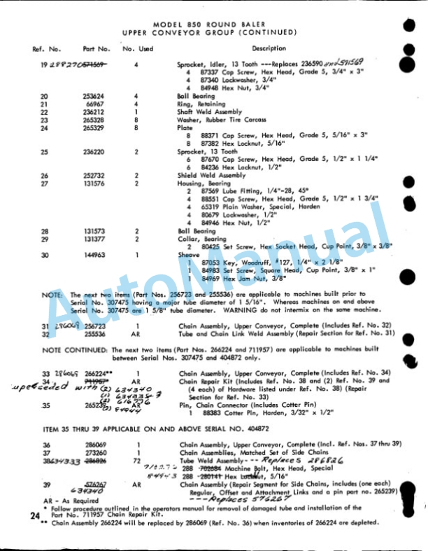 Ford New Holland 850 Round Baler Service Parts Catalogue 5085015 3 Ford New Holland 850 Round Baler Service Parts Catalogue 5085015-3