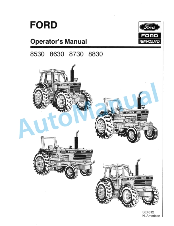 Ford New Holland 8530, 8630, 8730, 8830 Tractor Operation and Maintenance Manual 42853040