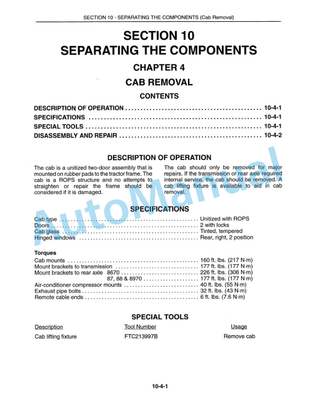 Ford New Holland 8670, 8770, 8870, 8970 Tractor Service Manual 40807010 3 Ford New Holland 8670, 8770, 8870, 8970 Tractor Service Manual 40807010-3