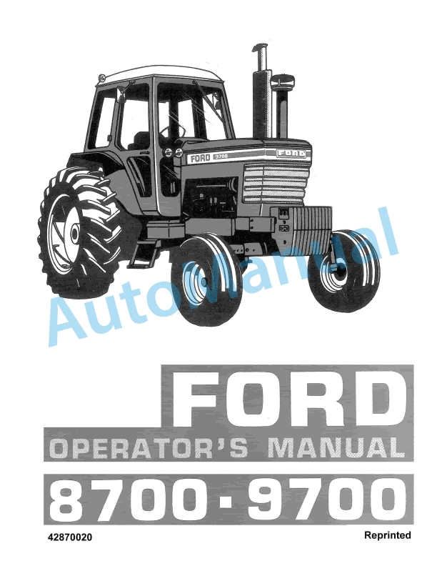 Ford New Holland 8700, 9700 Tractor Operation and Maintenance Manual 42870020
