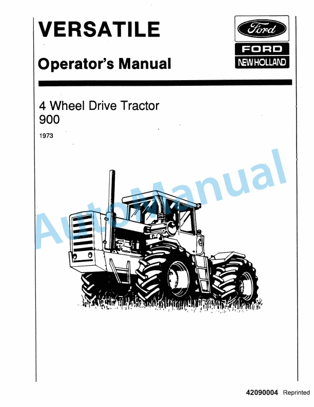 Ford New Holland 900 4WD Tractor Operation and Maintenance Manual 42090004