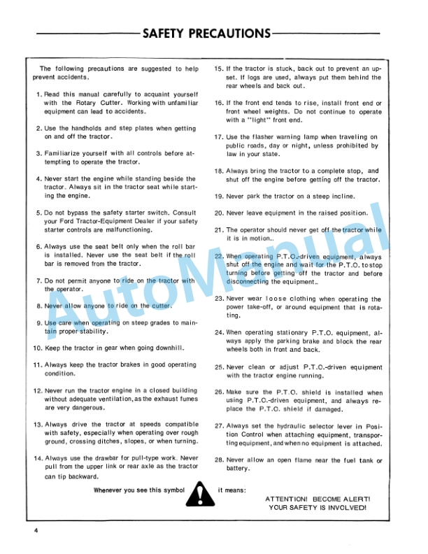 Ford New Holland 908 Series Rotary Cutter Operation and Maintenance Manual 42090810 2 Ford New Holland 908 Series Rotary Cutter Operation and Maintenance Manual 42090810-2
