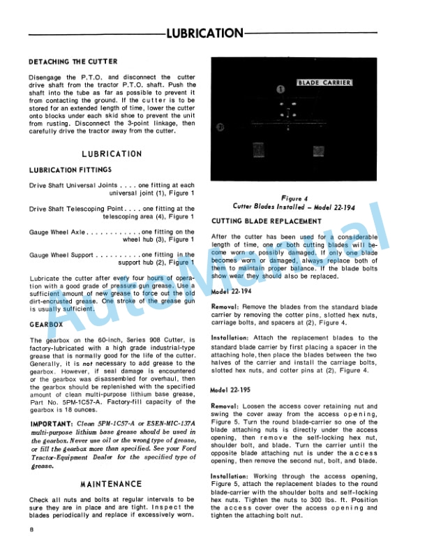 Ford New Holland 908 Series Rotary Cutter Operation and Maintenance Manual 42090810 3 Ford New Holland 908 Series Rotary Cutter Operation and Maintenance Manual 42090810-3