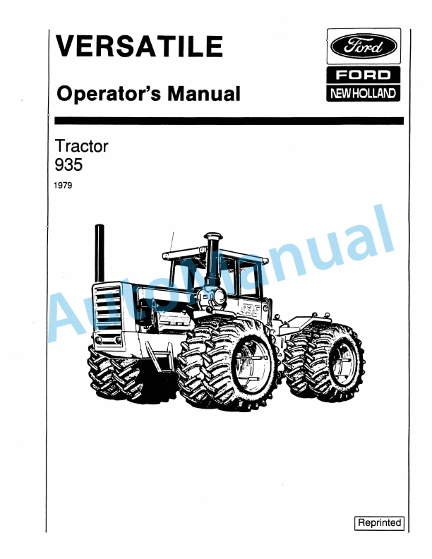 Ford New Holland 935 Tractor Operation and Maintenance Manual 42093511