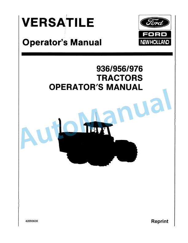 Ford New Holland 936, 956, 976 Tractor Operation and Maintenance Manual 42093630