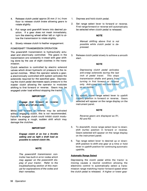 Ford New Holland 936, 956, 976 Tractor Operation and Maintenance Manual 42093630 2 Ford New Holland 936, 956, 976 Tractor Operation and Maintenance Manual 42093630-2