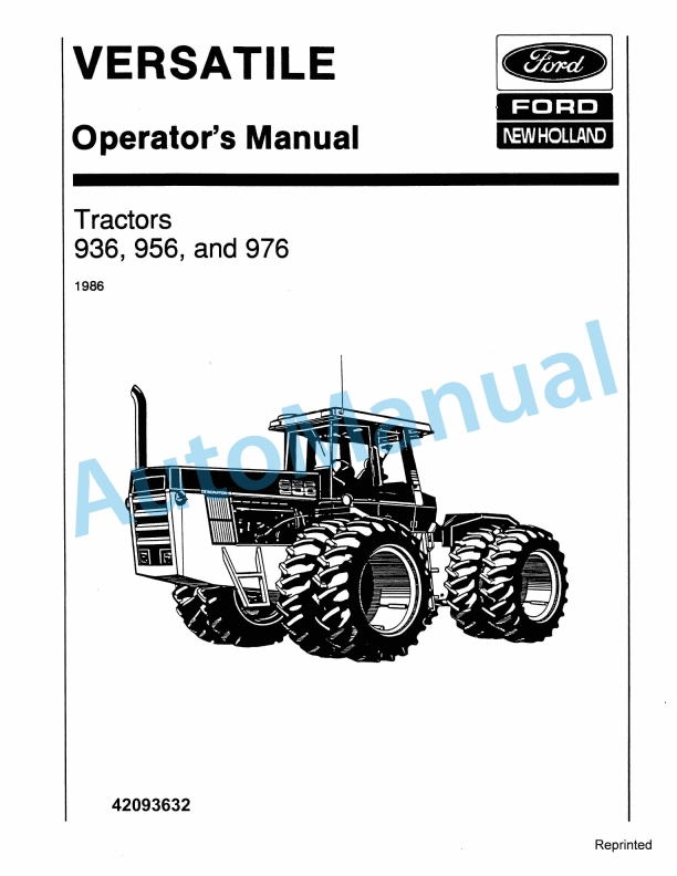 Ford New Holland 936, 956, 976 Tractor Operation and Maintenance Manual 42093632