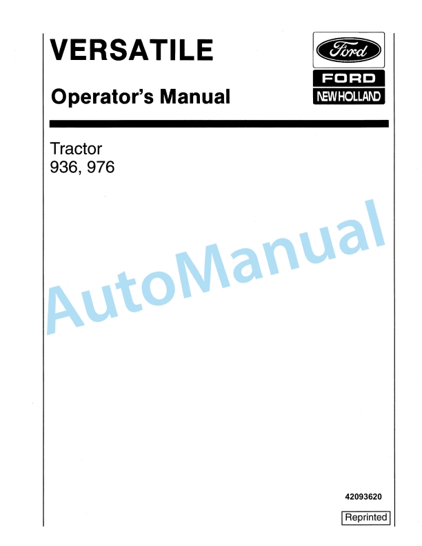 Ford New Holland 936, 976 Tractor Operation and Maintenance Manual 42093620