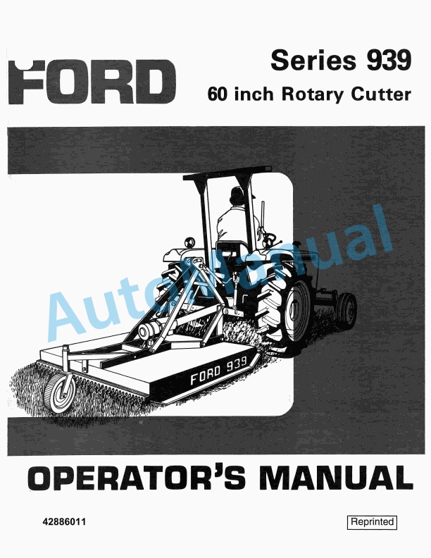 Ford New Holland 939 Series 60 Inch Rotary Cutter Operation and Maintenance Manual 42886011