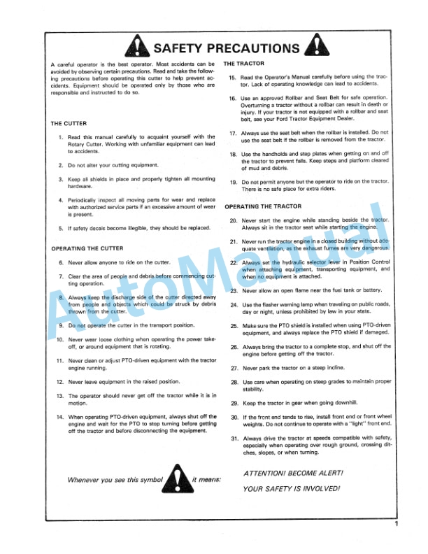 Ford New Holland 939 Series 60 Inch Rotary Cutter Operation and Maintenance Manual 42886011 2 Ford New Holland 939 Series 60 Inch Rotary Cutter Operation and Maintenance Manual 42886011-2