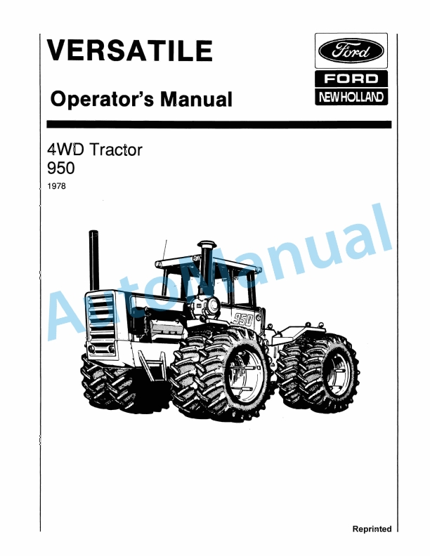 Ford New Holland 950 4WD Tractor Operation and Maintenance Manual 42095010